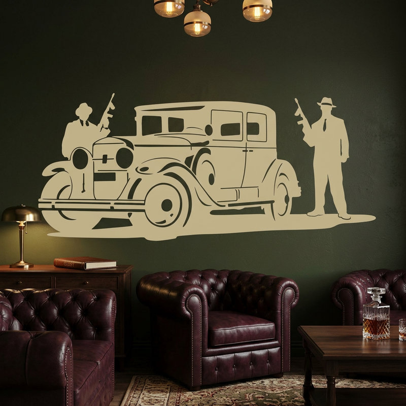 Wandtattoos: Al Capone Gangster und gepanzerten Cadillac