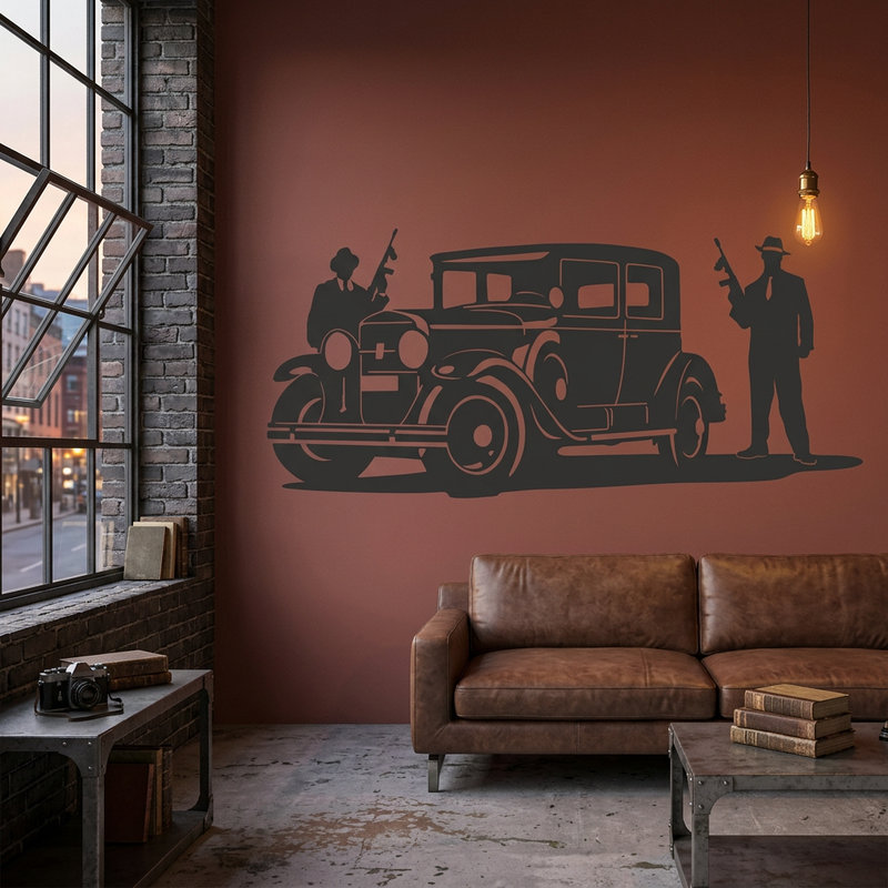 Wandtattoos: Al Capone Gangster und gepanzerten Cadillac
