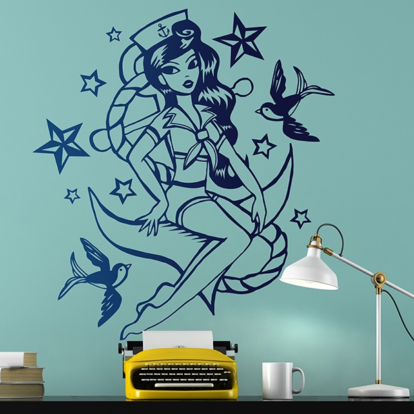 Wandtattoos: Seemann-Mädchen Pin-Up