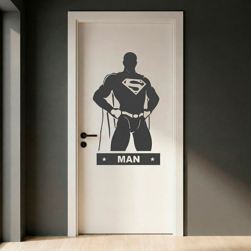 WC-Tueraufkleber Superheld Herren 2