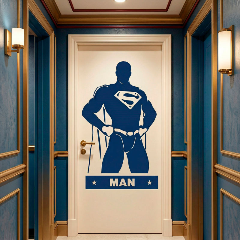WC-Tueraufkleber Superheld Herren 3