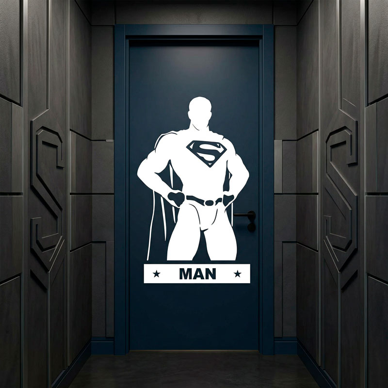 WC-Tueraufkleber Superheld Herren 4