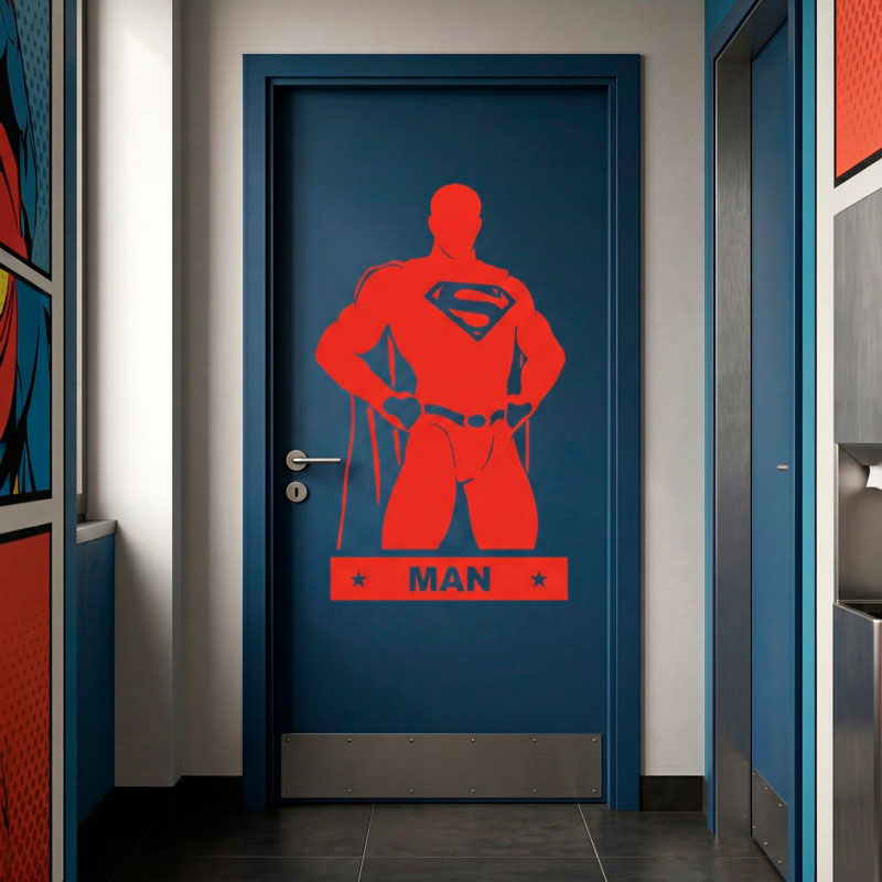 WC-Tueraufkleber Superheld Herren 6
