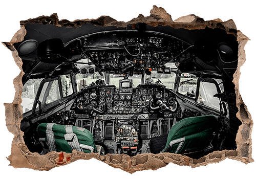 Wandtattoos: Loch Flugzeug-Cockpit