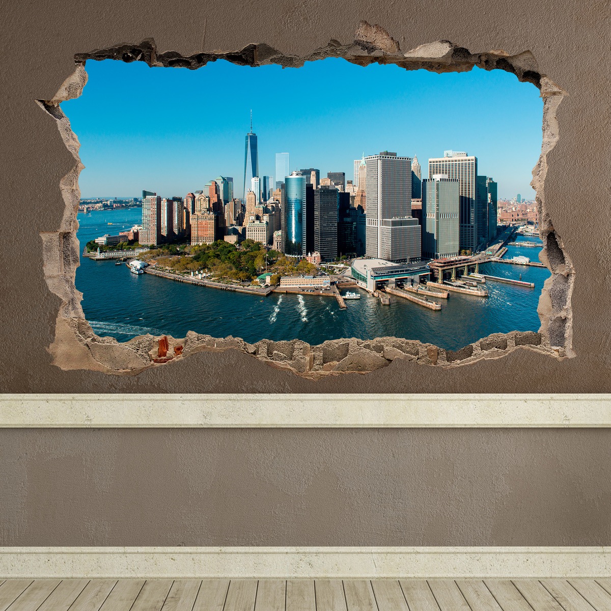 Wandtattoos: Loch Luftaufnahme New York