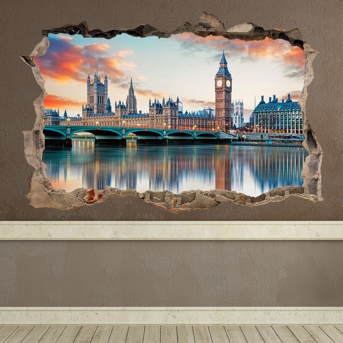 Wandtattoos: Loch London von der Themse