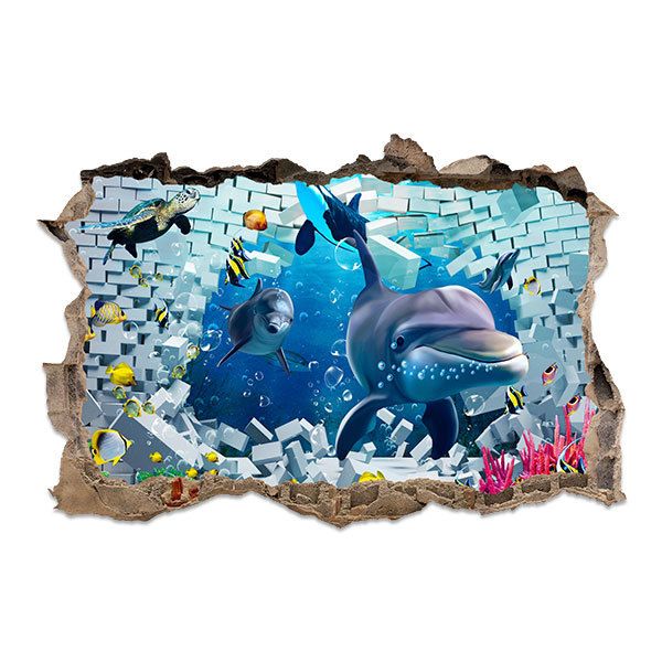 Wandtattoos: Delfine gehen durch die Wand