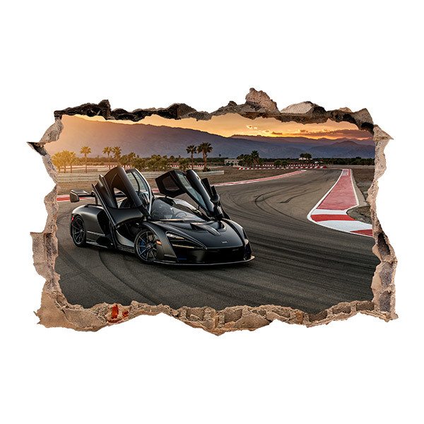 Wandtattoos: Schwarzer Mclaren Senna auf der Rennstrecke