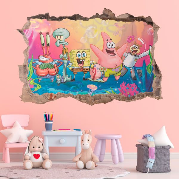 Wandtattoos: Wandtattoo Loch Spongeßob und seine Freunde