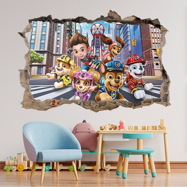 Kinderzimmer Wandtattoo: Loch Paw Patrol 3D