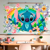 Kinderzimmer Wandtattoo: Stitch Regenbogen & Blumen 13