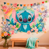 Kinderzimmer Wandtattoo: Stitch Regenbogen & Blumen 14