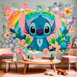 Kinderzimmer Wandtattoo: Stitch Regenbogen & Blumen 18