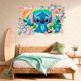 Kinderzimmer Wandtattoo: Stitch Regenbogen & Blumen 4