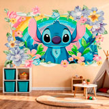 Kinderzimmer Wandtattoo: Stitch Regenbogen & Blumen 6