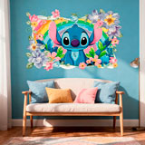 Kinderzimmer Wandtattoo: Stitch Regenbogen & Blumen 7