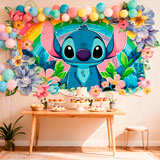 Kinderzimmer Wandtattoo: Stitch Regenbogen & Blumen 9