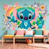 Kinderzimmer Wandtattoo: Stitch Regenbogen & Blumen 10