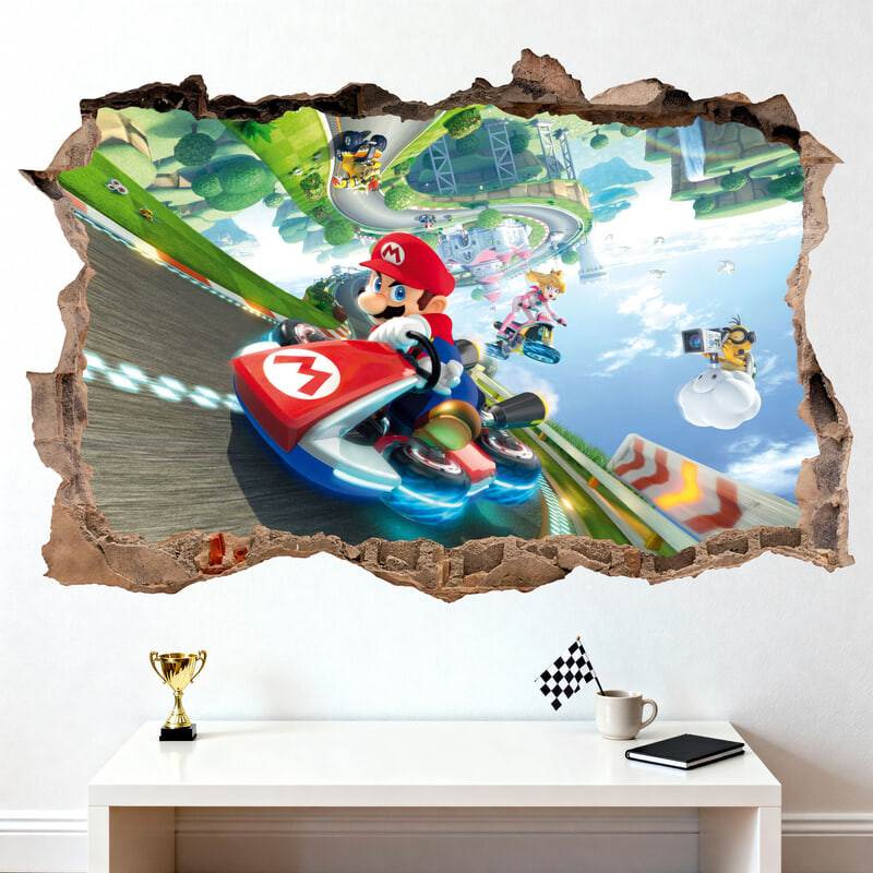 Kinderzimmer Wandtattoo: Wanddurchbruch Mario Kart