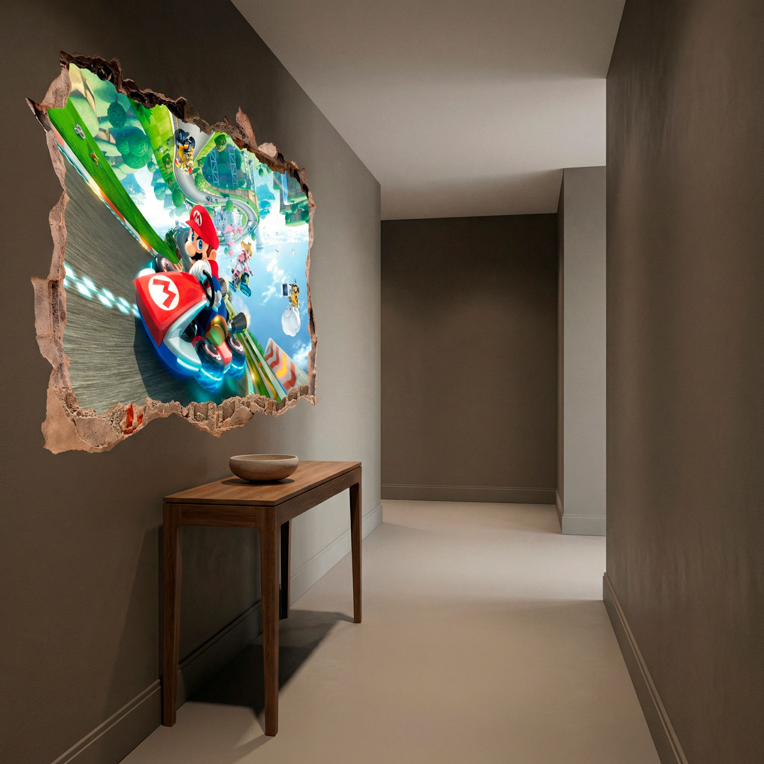 Kinderzimmer Wandtattoo: Wanddurchbruch Mario Kart