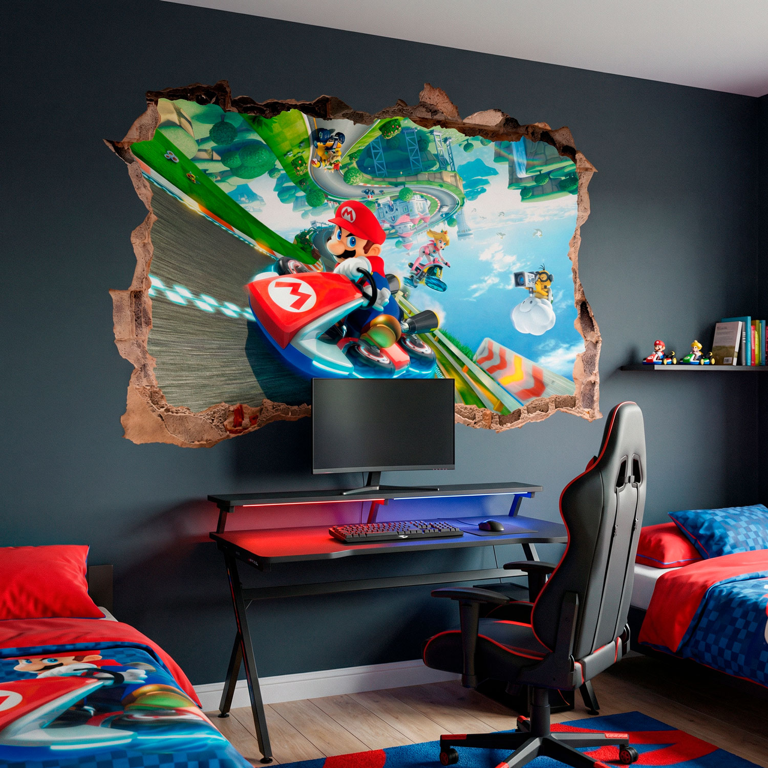 Kinderzimmer Wandtattoo: Wanddurchbruch Mario Kart
