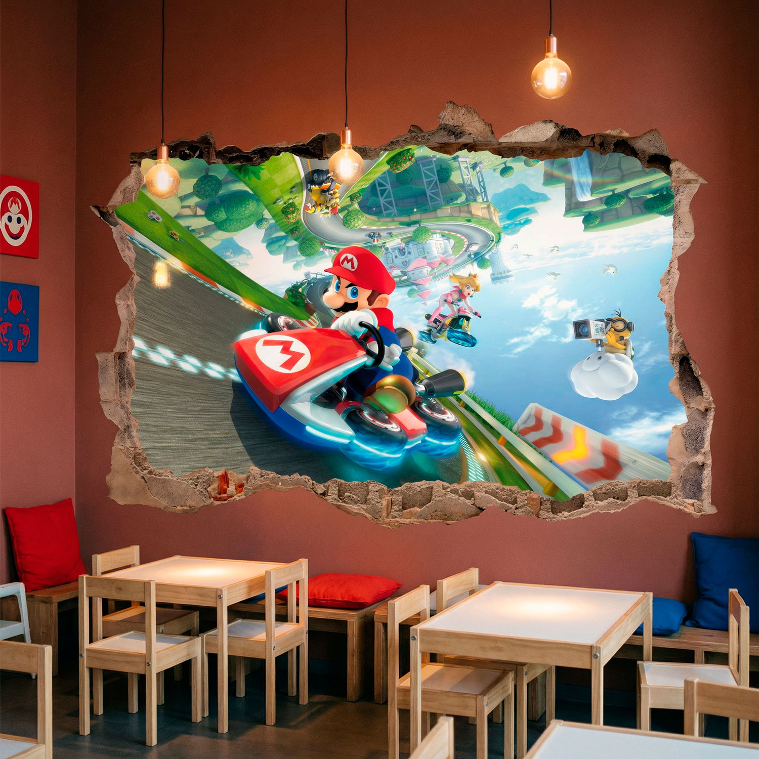Kinderzimmer Wandtattoo: Wanddurchbruch Mario Kart