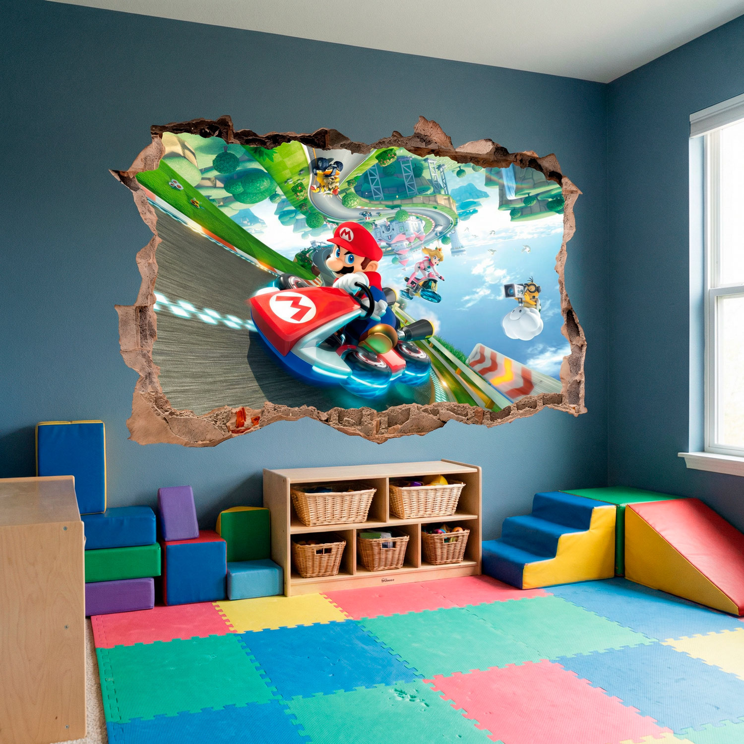 Kinderzimmer Wandtattoo: Wanddurchbruch Mario Kart