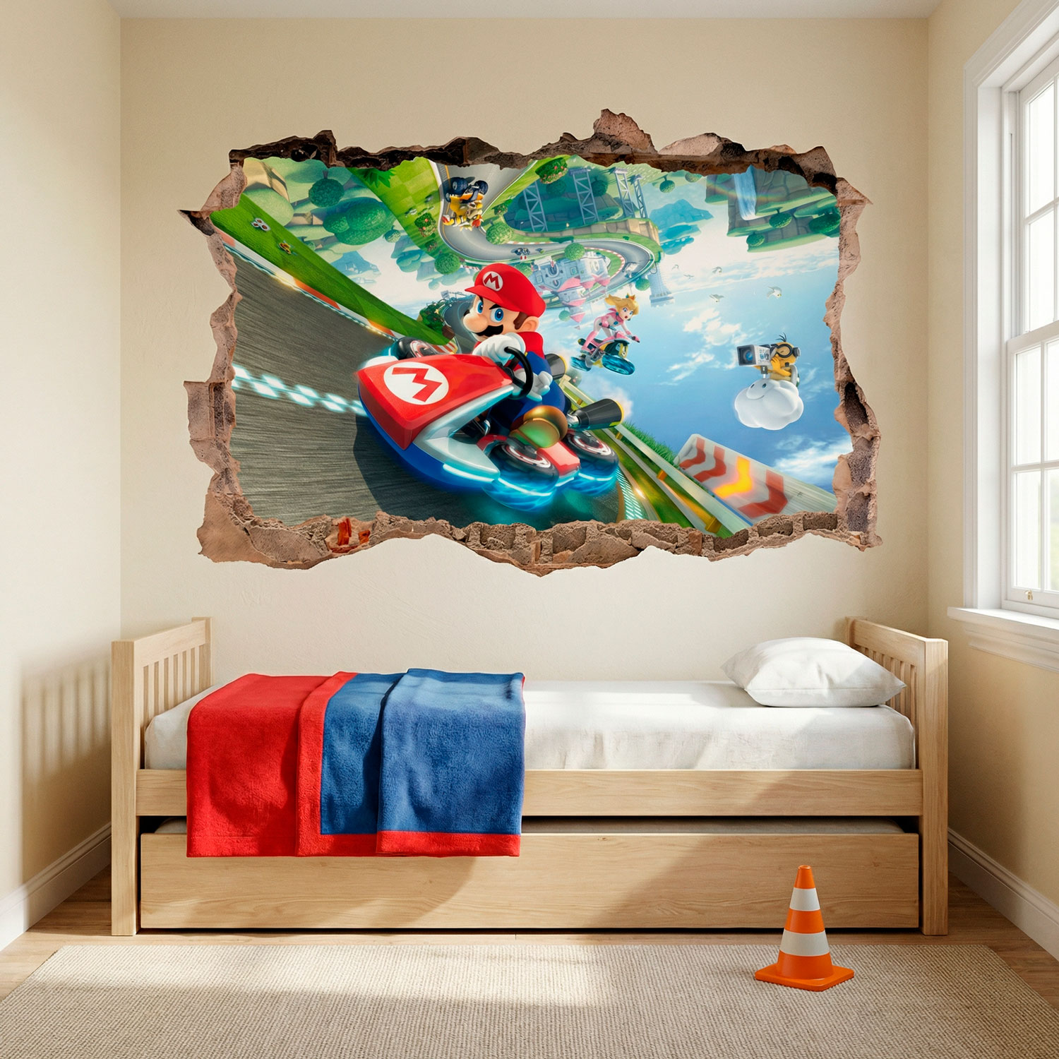 Kinderzimmer Wandtattoo: Wanddurchbruch Mario Kart