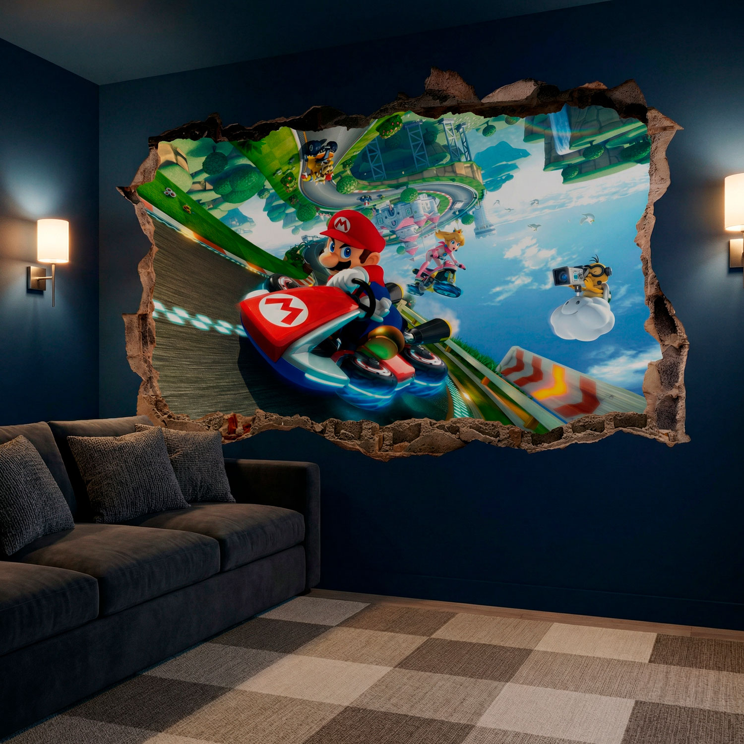 Kinderzimmer Wandtattoo: Wanddurchbruch Mario Kart