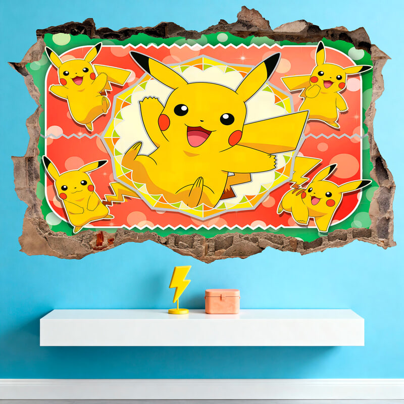 Kinderzimmer Wandtattoo: Wanddurchbruch Pikachu Pokémon