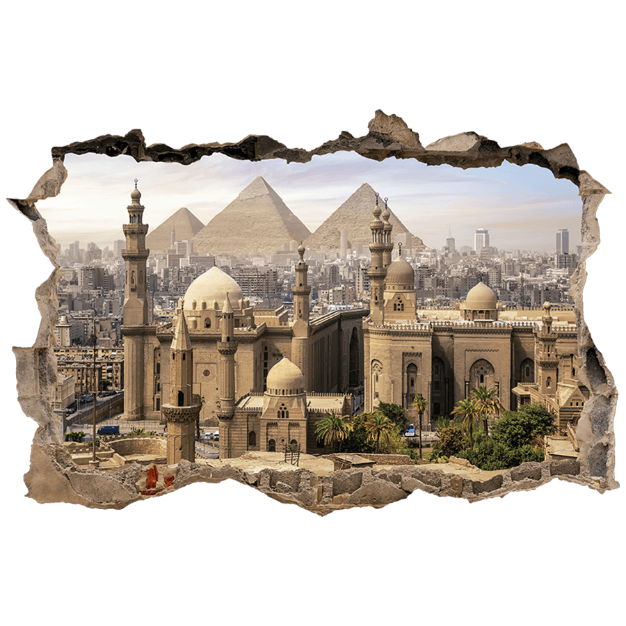 Wandtattoos: Wanddurchbruch Kairo und Pyramiden von Ägypten