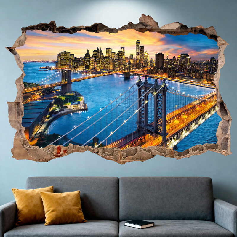 Wandtattoos: Wanddurchbruch Brooklyn Bridge New York