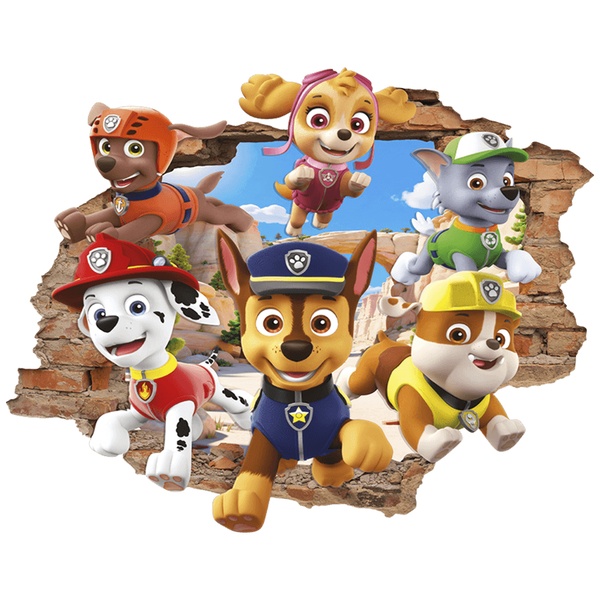 Kinderzimmer Wandtattoo: Wanddurchbruch Paw Patrol