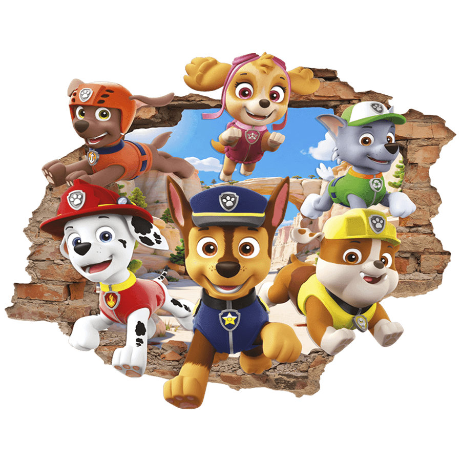 Kinderzimmer Wandtattoo: Wanddurchbruch Paw Patrol