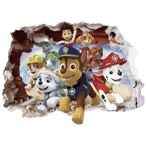 Kinderzimmer Wandtattoo: Wanddurchbruch Paw Patrol zur Rettung