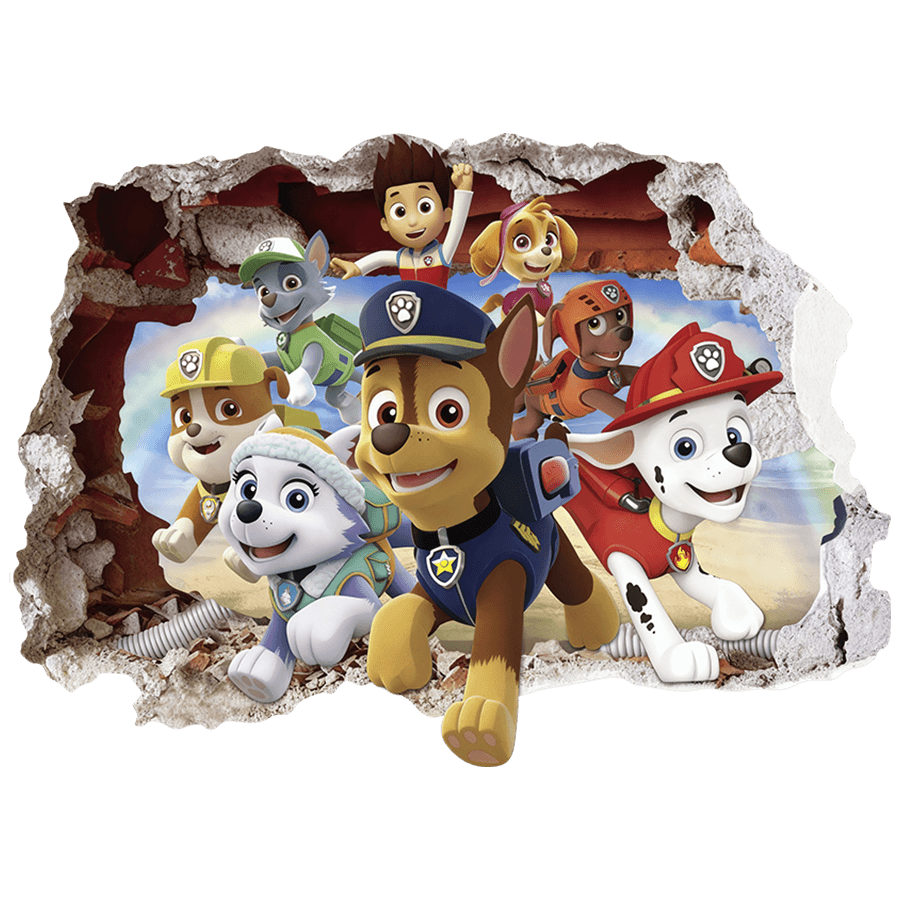 Kinderzimmer Wandtattoo: Wanddurchbruch Paw Patrol zur Rettung