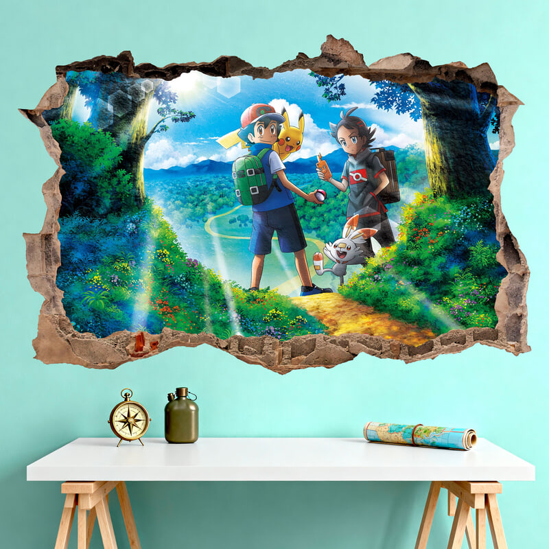 Kinderzimmer Wandtattoo: Wanddurchbruch Pokémon Trainer