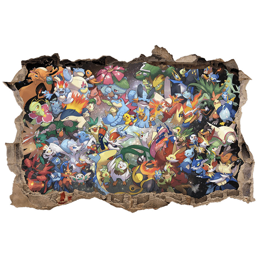 Kinderzimmer Wandtattoo: Wanddurchbruch Pokémon Welt