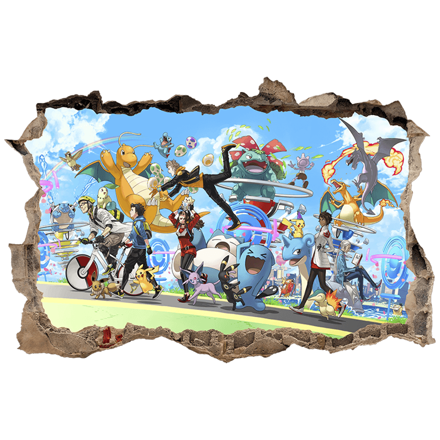 Kinderzimmer Wandtattoo: Wanddurchbruch Pokémon Stadt