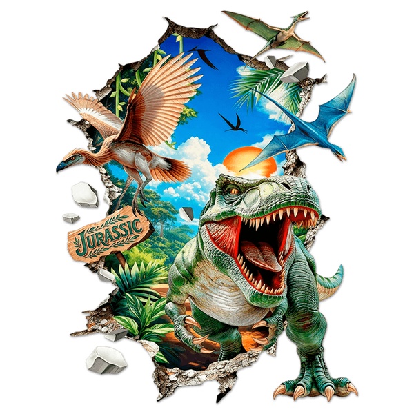 Kinderzimmer Wandtattoo: Wanddurchbruch Dinosaurier Jurassic World Vertikal