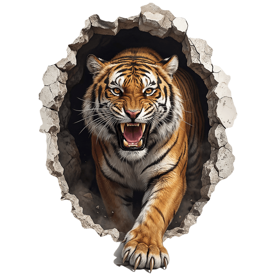 Wandtattoos: Mauerbruch Wilder Tiger