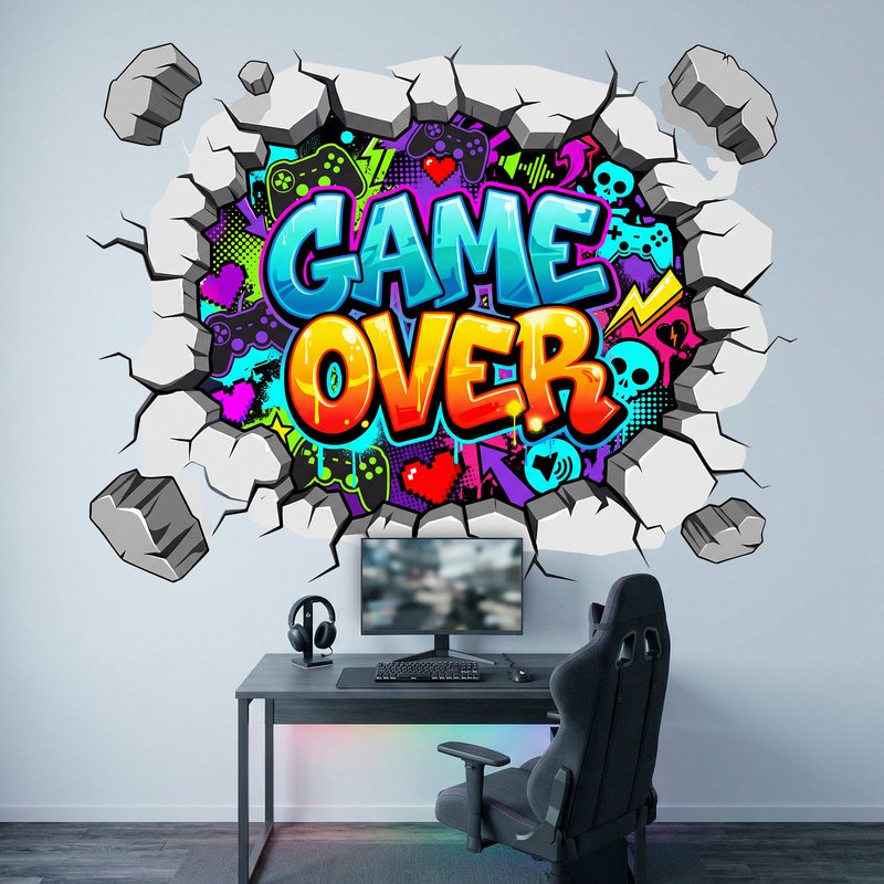 Wandtattoos: Mauerbruch Game Over Gamer
