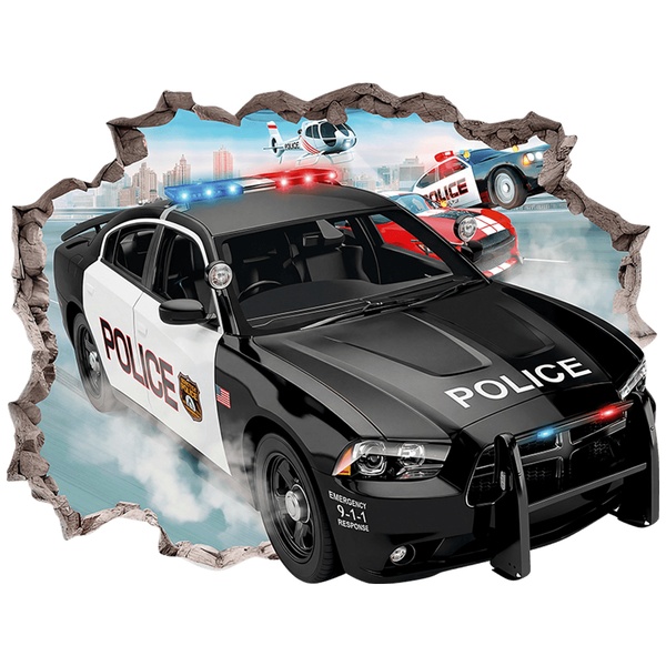 Wandtattoos: Mauerbruch Polizeiauto-Verfolgungsjagd