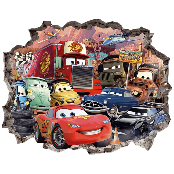 Kinderzimmer Wandtattoo: Mauerbruch Cars Lightning McQueen und Freunde