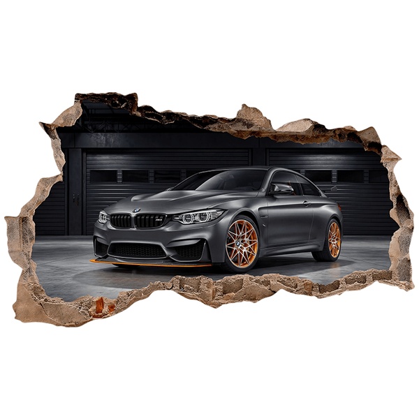 Wandtattoos: Mauerbruch BMW M3 Sportwagen in der Garage