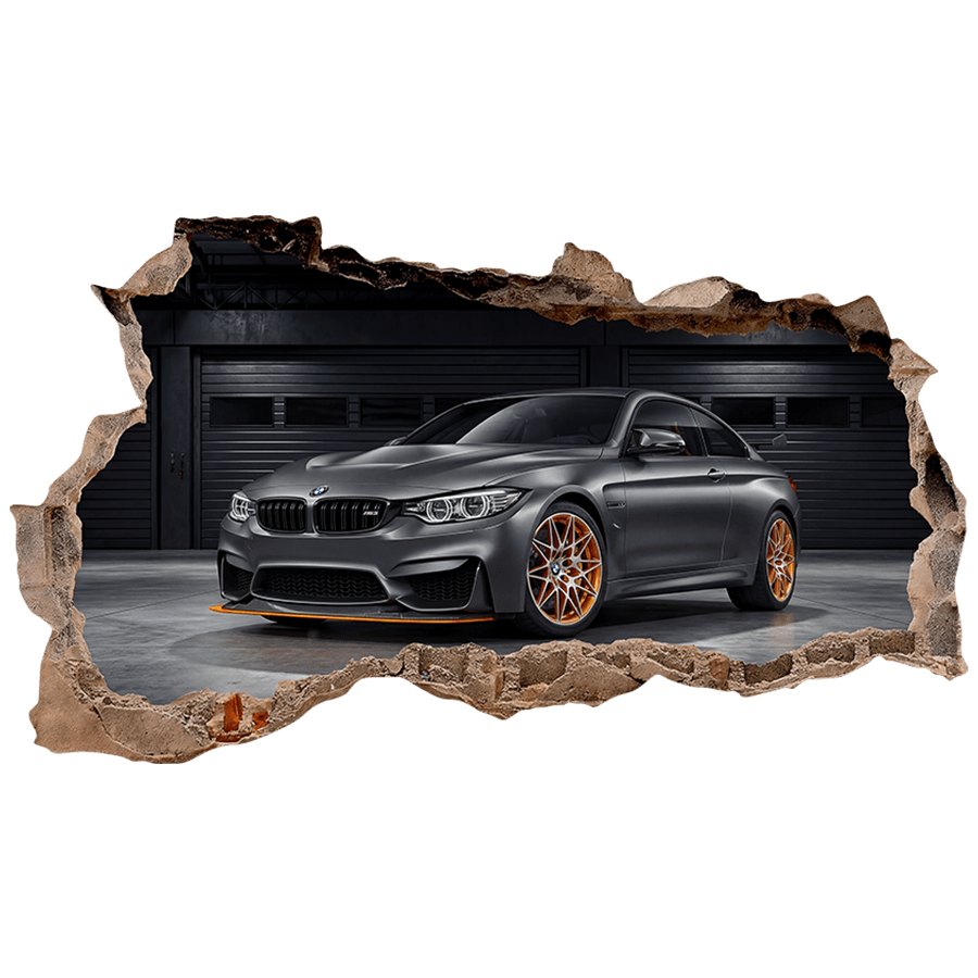 Wandtattoos: Mauerbruch BMW M3 Sportwagen in der Garage