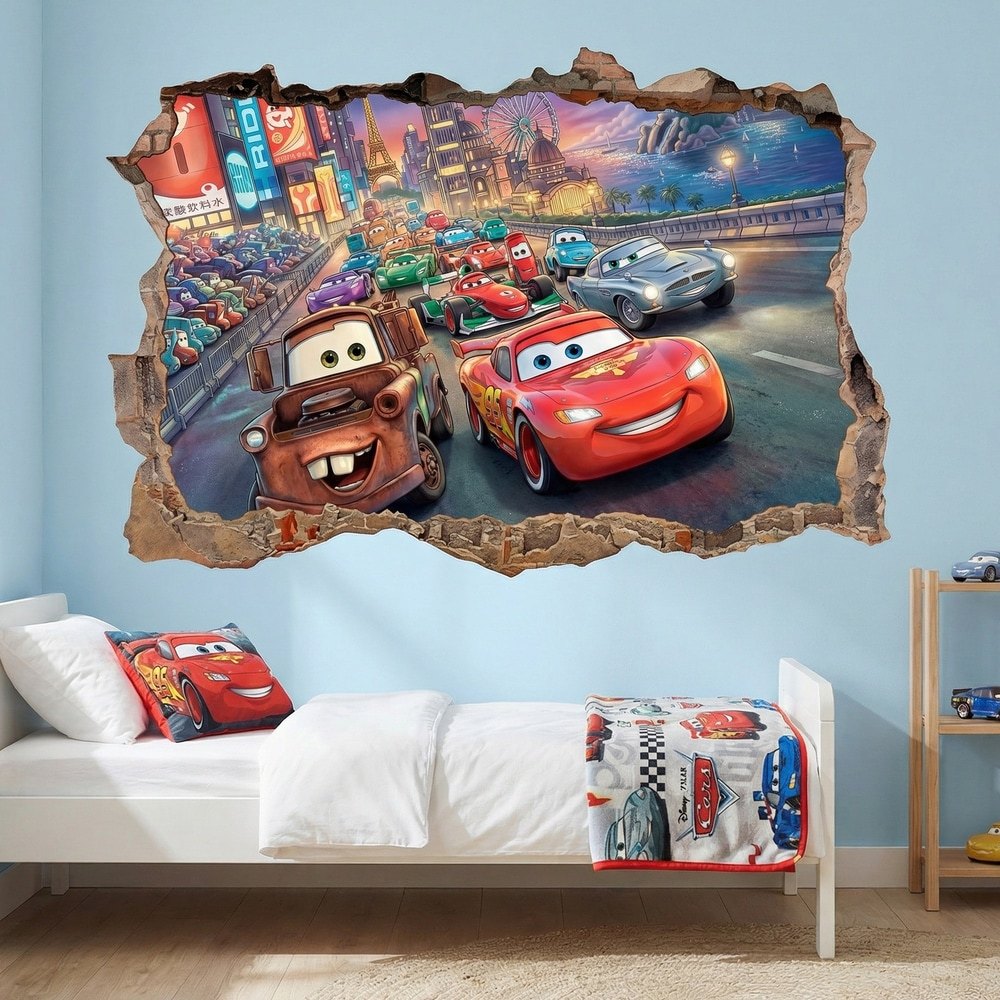 Kinderzimmer Wandtattoo: Wandloch Pixar Cars Autorennen