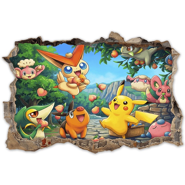 Kinderzimmer Wandtattoo: Wandloch Pikachu und Pokémon Freunde
