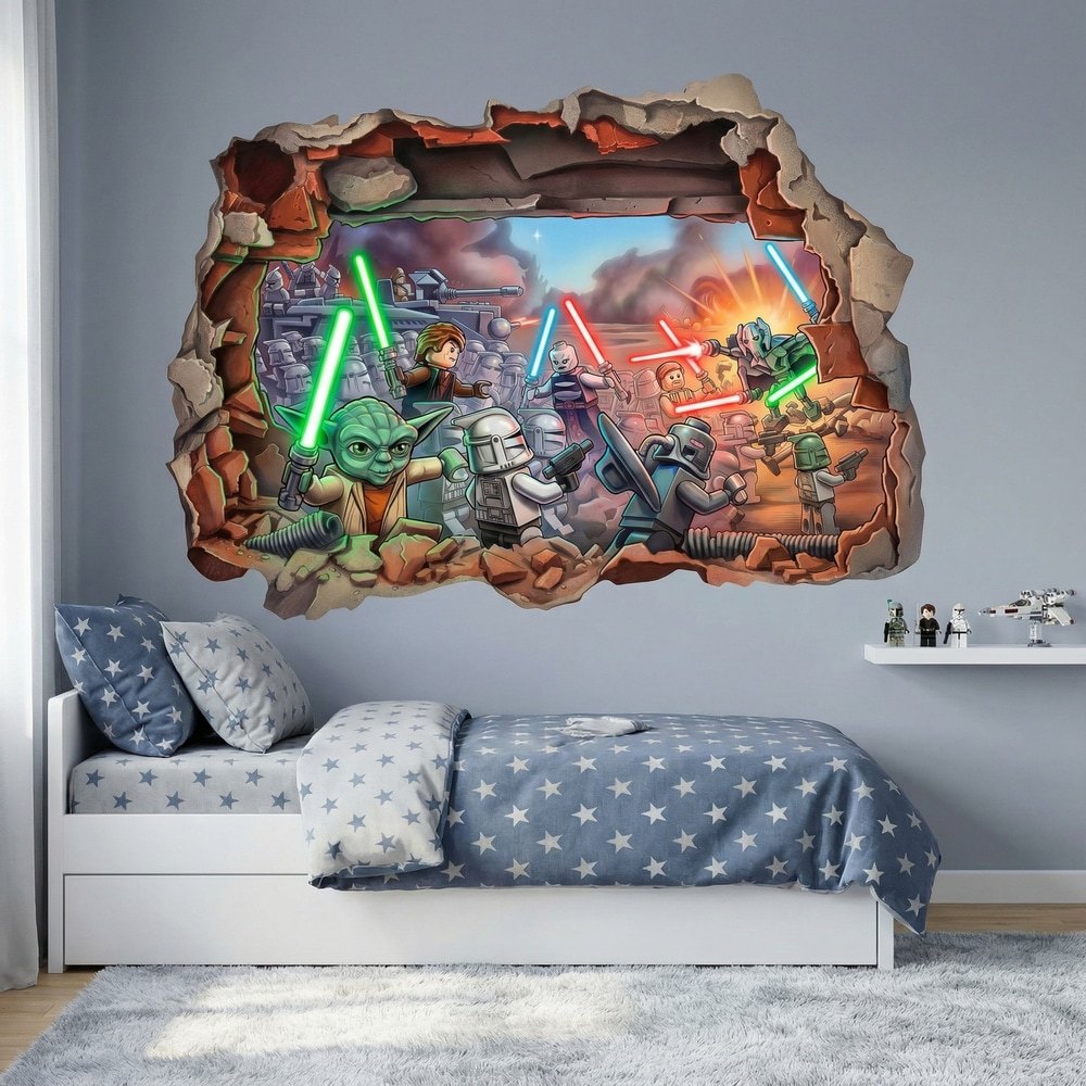Kinderzimmer Wandtattoo: Lego-Star-Wars-Schlacht Wandloch