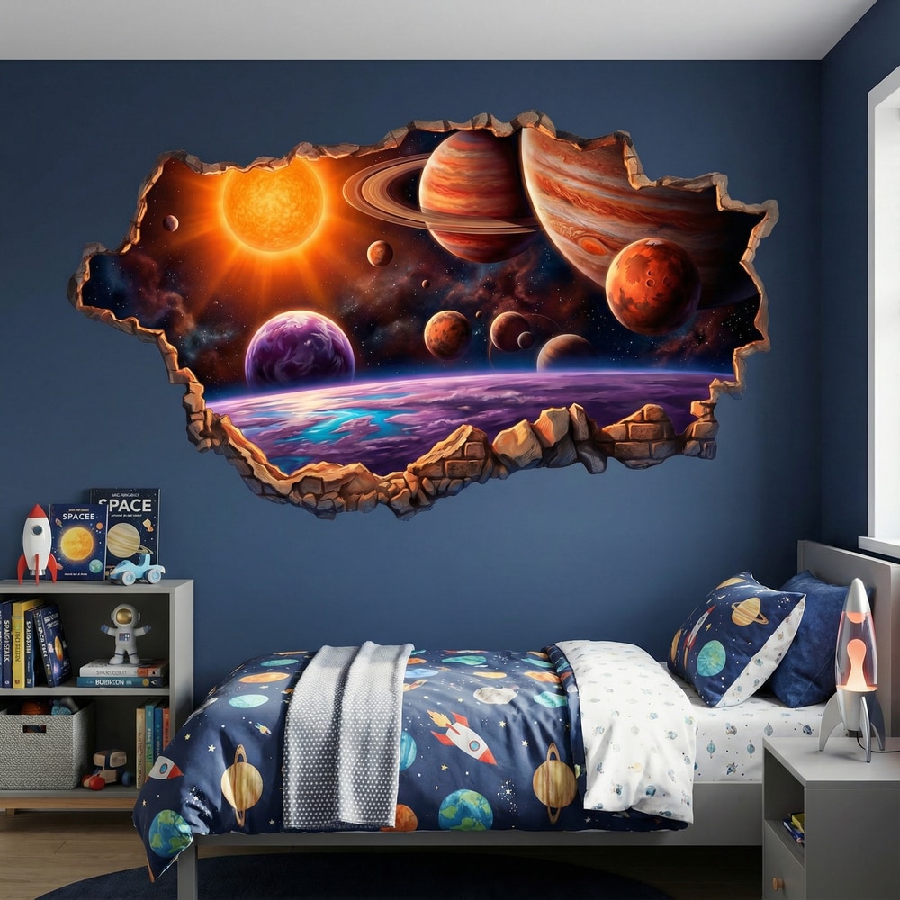 Kinderzimmer Wandtattoo: Wandloch Fantastisches Planetensystem